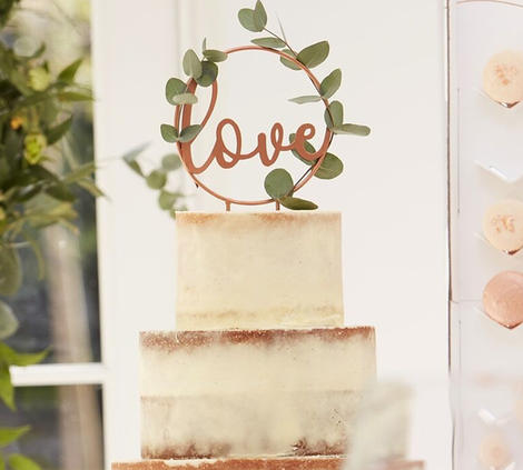 Cake Topper "Love" in Oro Rosa  